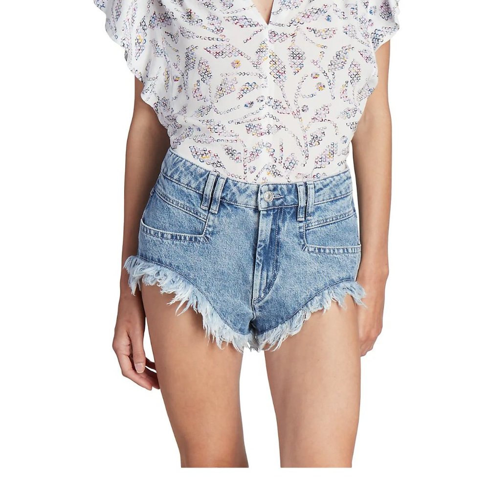 NWT Isabel Marant Étoile Eneidao Fringe Cut-Off Booty Denim Shorts 38 6 $330
